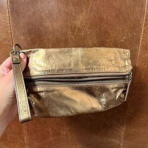 FOSSIL Leather Bronze Metallic Women's Clutch